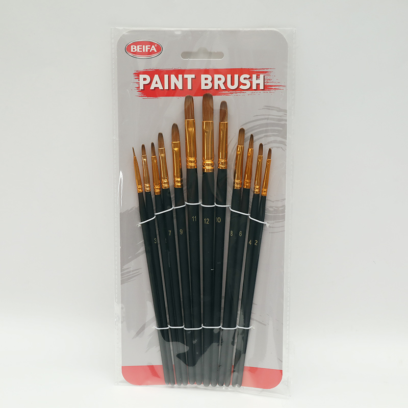 Paintbrush 12-piece set-brown tongue peak