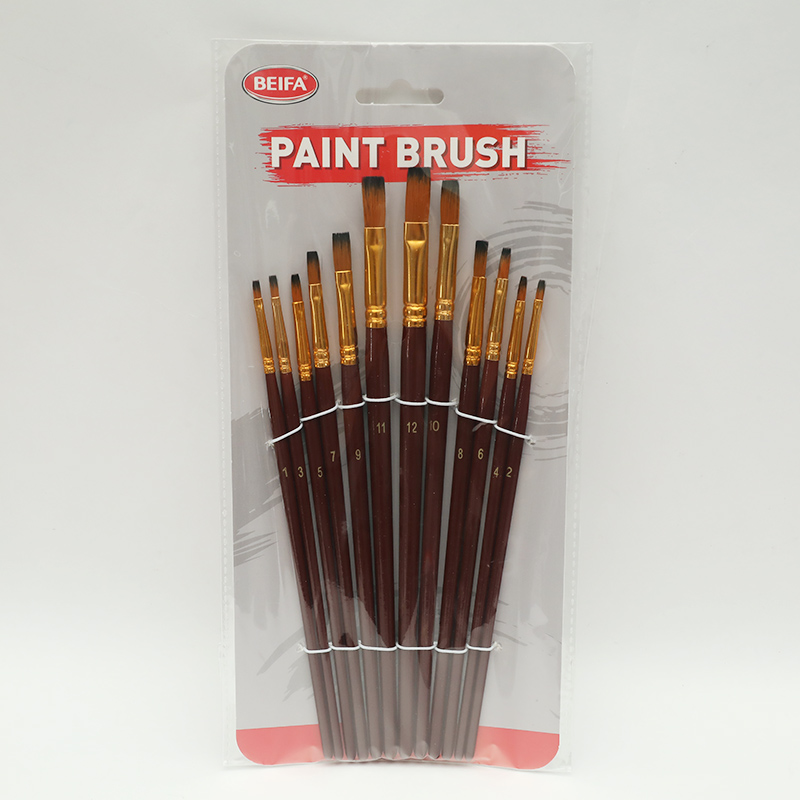 Paintbrush 12-piece set - Gold Black nib Flat Peak