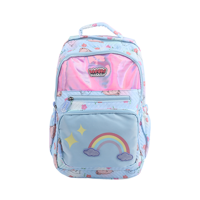 Water-resistant embossed rainbow backpack