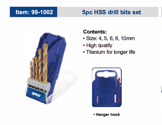 5pc HSS drill bits set