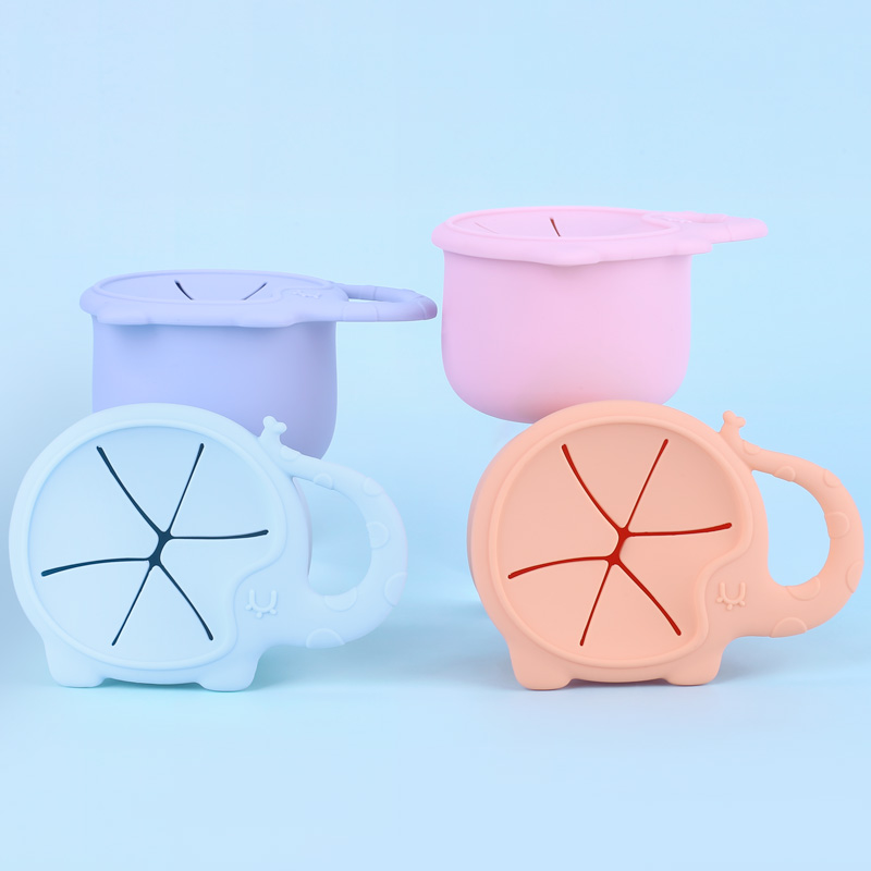 Reusable Anti-Drip Silicon Baby Snack Bowl Bpa Free Feeding Silicone Snack Baby Toddler Cup