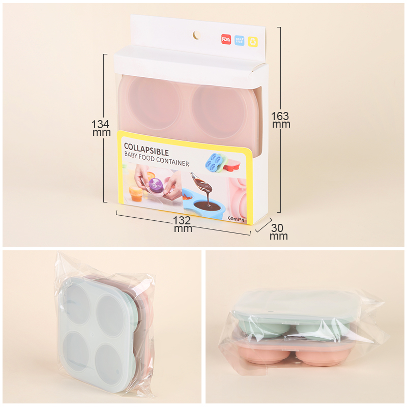 Bpa Free Collapsible Silicone Food Storage Freezer Ice Cube Mold Baby Food Freezer Tray With Lids