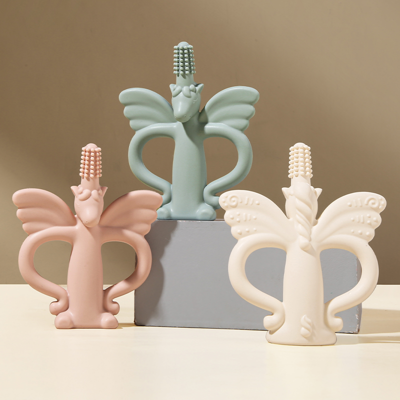 Wholesale Newborn Gifts Baby Sensory Chew Toys Set Unicorn Shape Toothbrush Baby Silicone Teethers