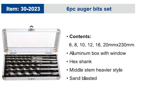 6pc auger bits set