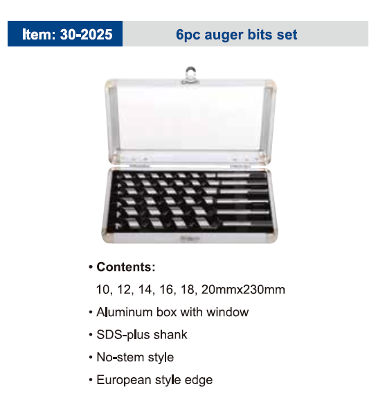 6pc auger bits set
