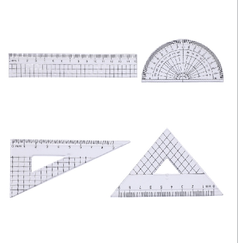 A set of four measuring tapes, each 15 centimeters long.