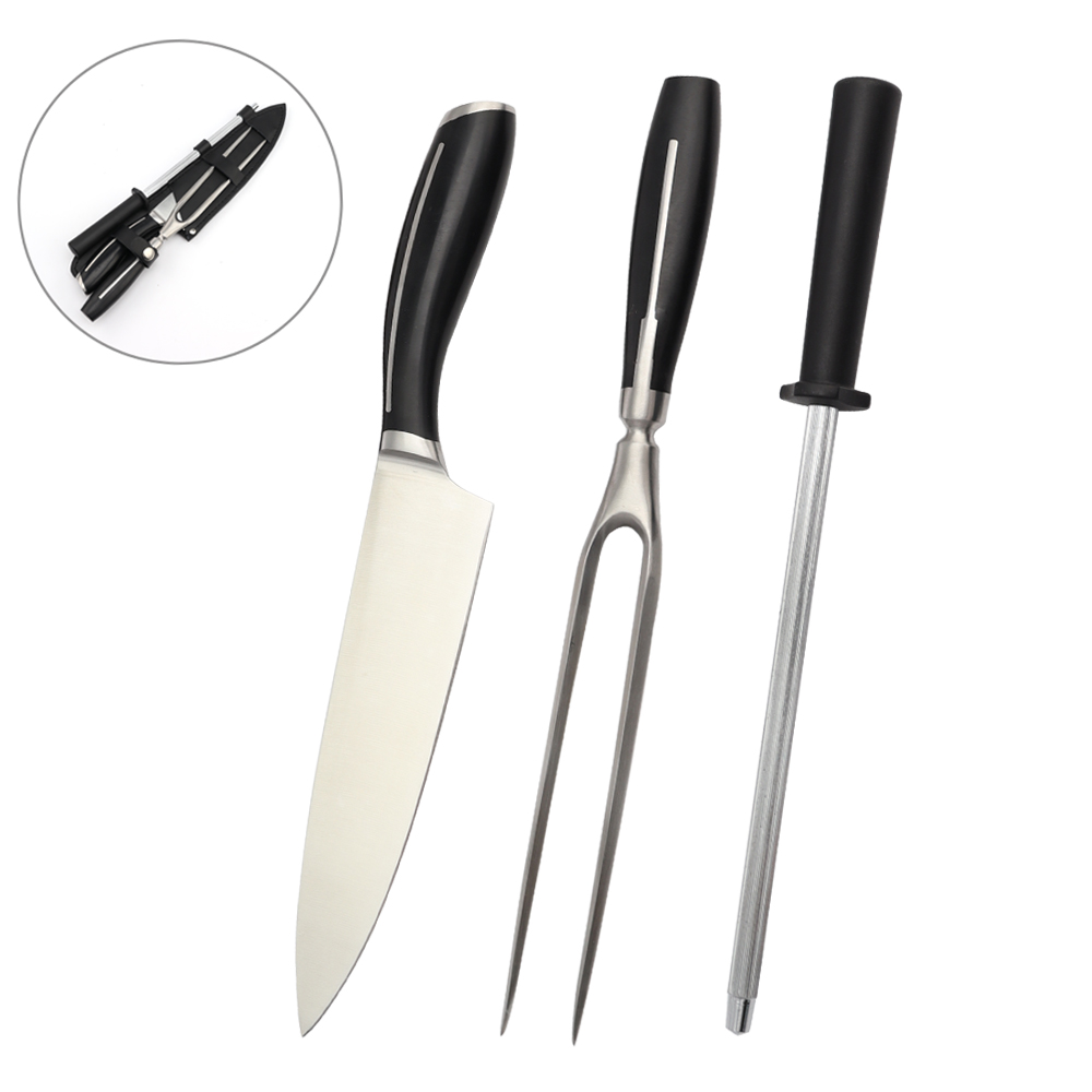 Hip-home 2025 Stainless Steel Ultra Sharp Blade kitchen knives meat fork sharpener chef knives set