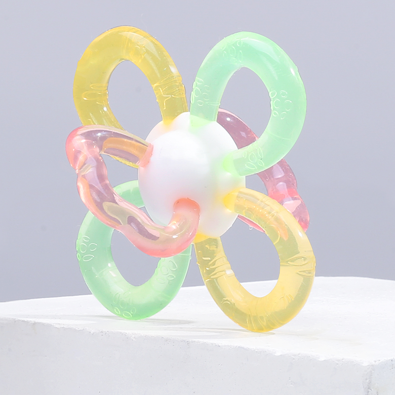 Flower Baby Rattle Teethers Montessori Teething Toys Bpa Free Liquid Silicone Teether