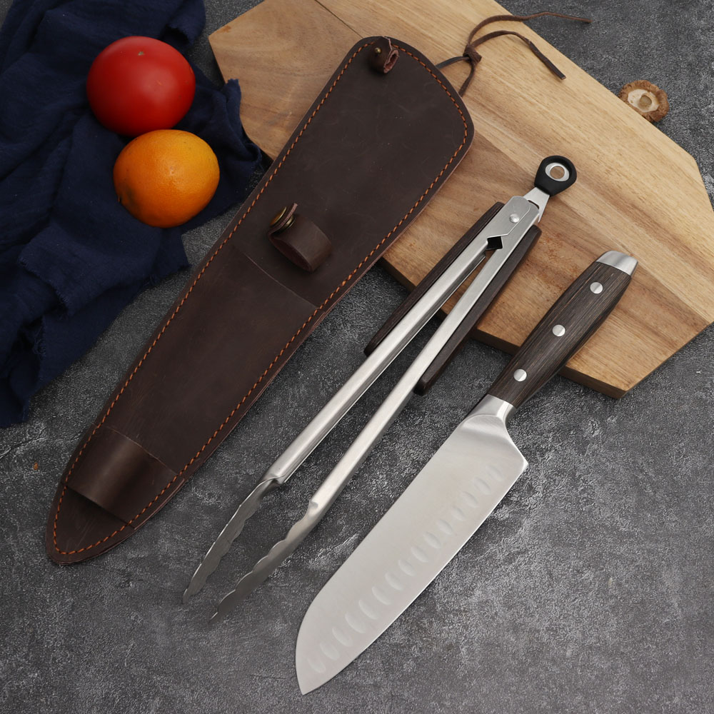 Hip-home 2025 Stainless Steel Ultra Sharp Blade santoku knife food tong kitchen knives set