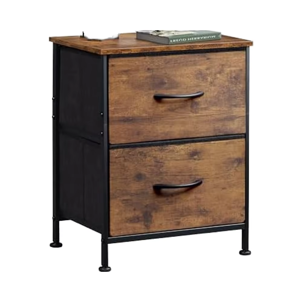 Rustic Brown Wood Grain Print Nightstand