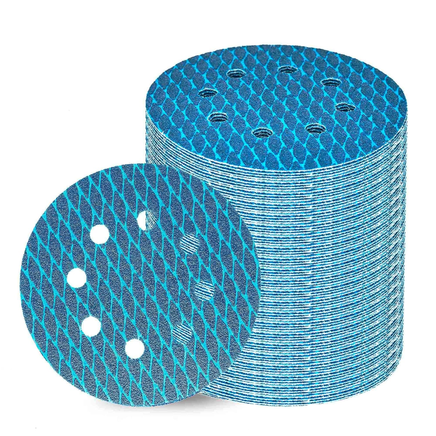 100-pack Sanding Disc 5 Inch 8 Hole Hook and Loop Diamond Shape for Woodworking, Automotive