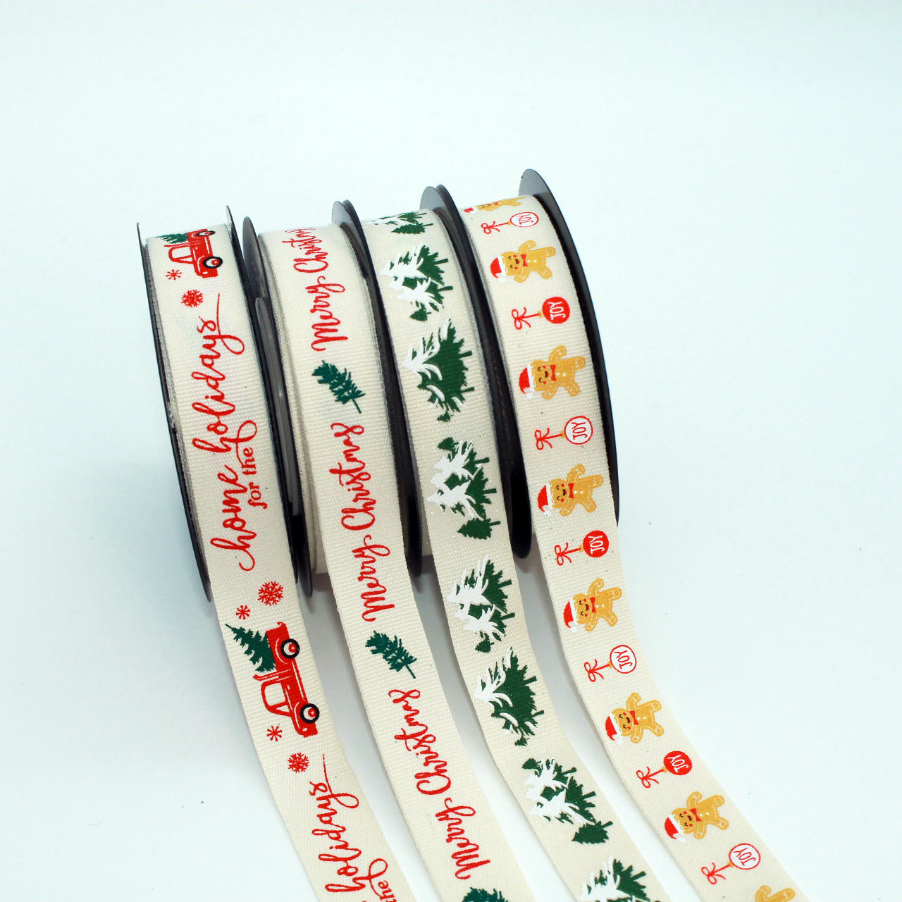 Christmas Printing Cotton Ribbon Christmas Tree Decorative Ribbon Packaging Flower Printed Ribbon