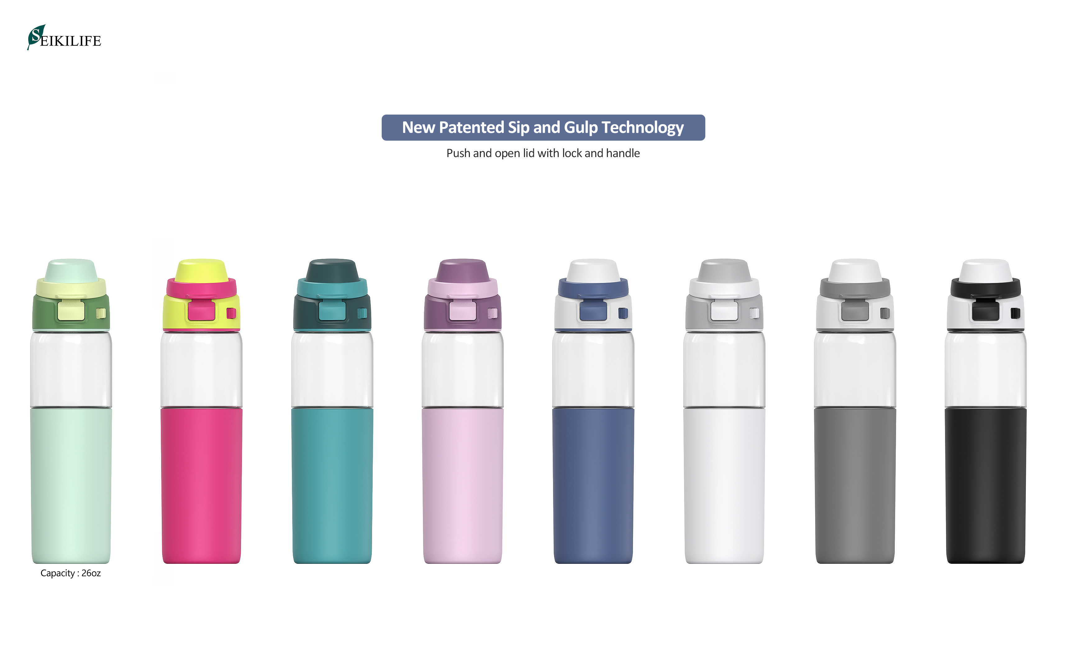 26oz RPET bottle with freesip lid