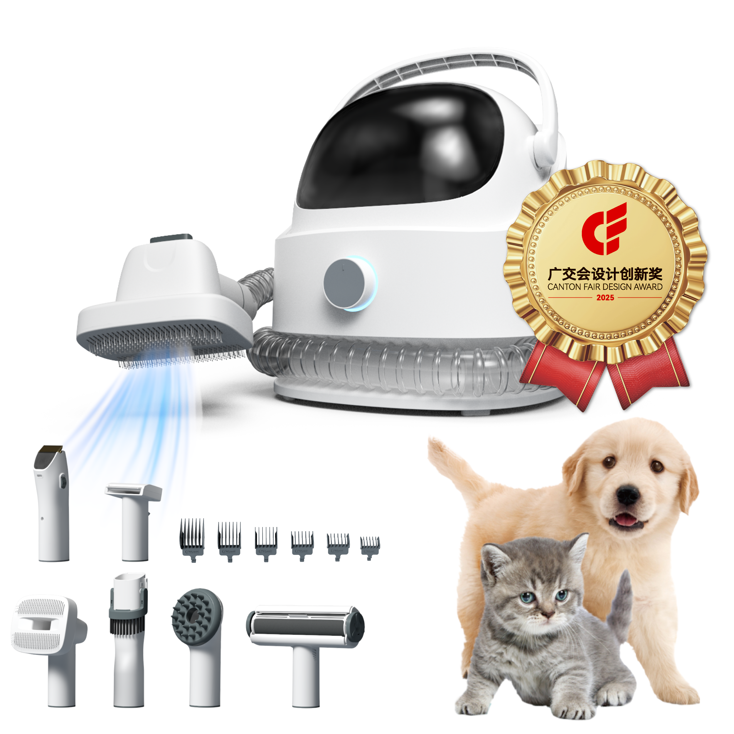 6 in 1 Pet Vacuum Cleaner Electric Clipper Deshedding Cleaning Dog Cat Hair Grooming Kit Vacuum