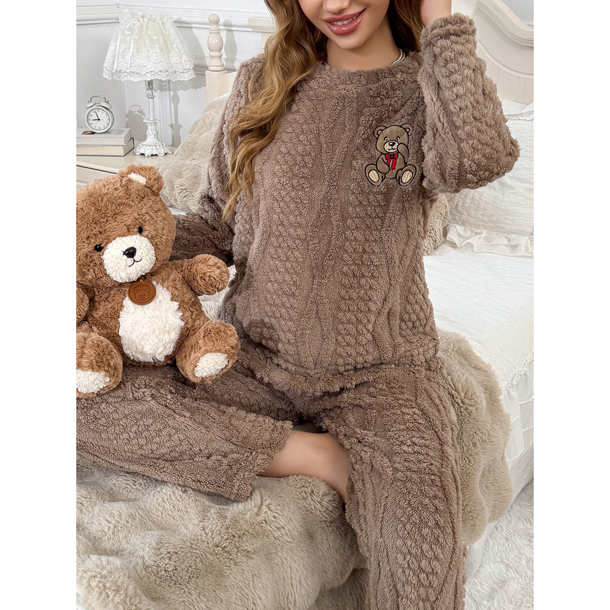 Women's home clothes cartoon bear plush suit pajamas