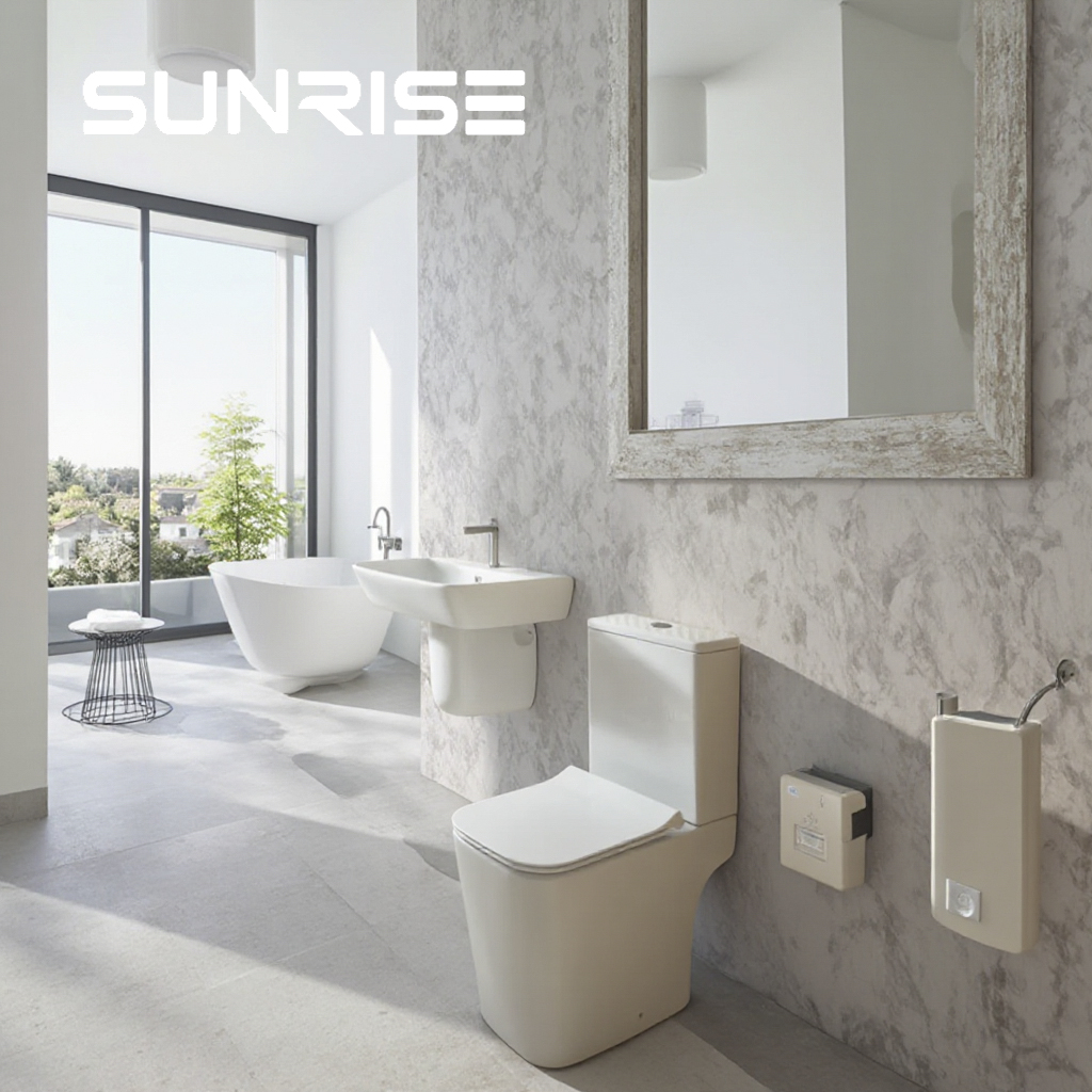 Rimless open back close coupled toilet