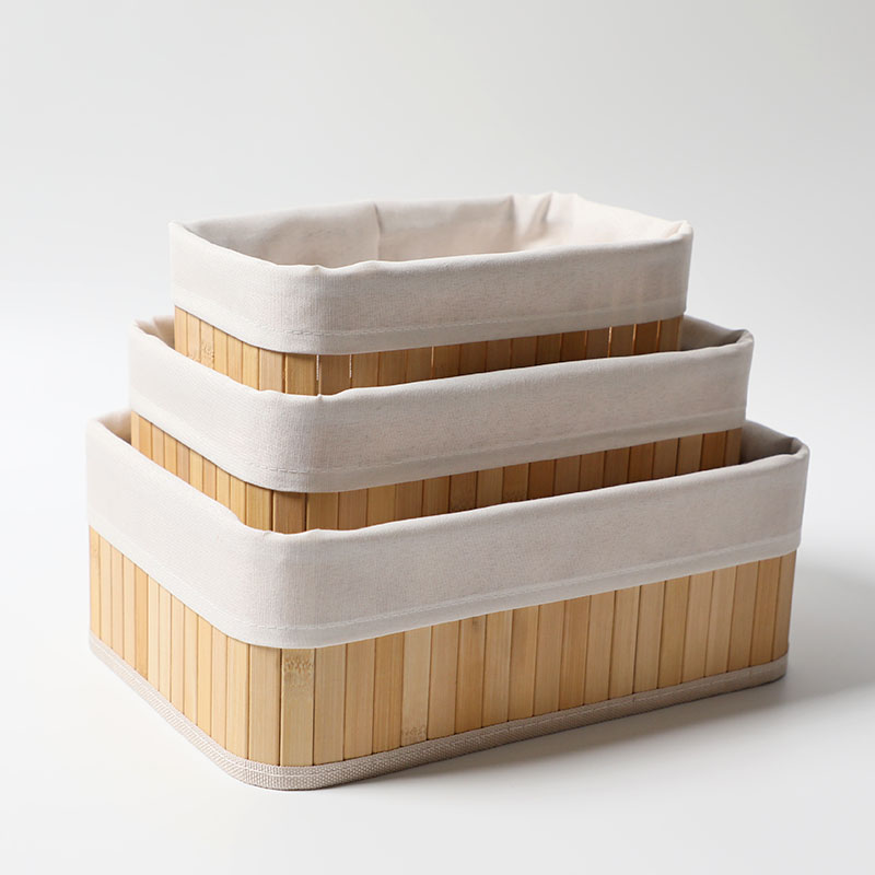 Set of 3pcs bamboo storage baskets