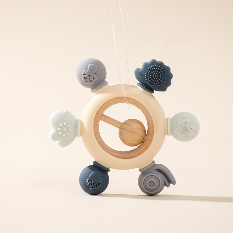 Customized Silicone Toys Infant Teething Toy Baby Teether Wood Silicone