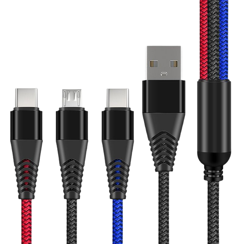 3-in-1 Charging Cable | Type-C Braided Fast Charging Data Cable | Universal for Apple & Android