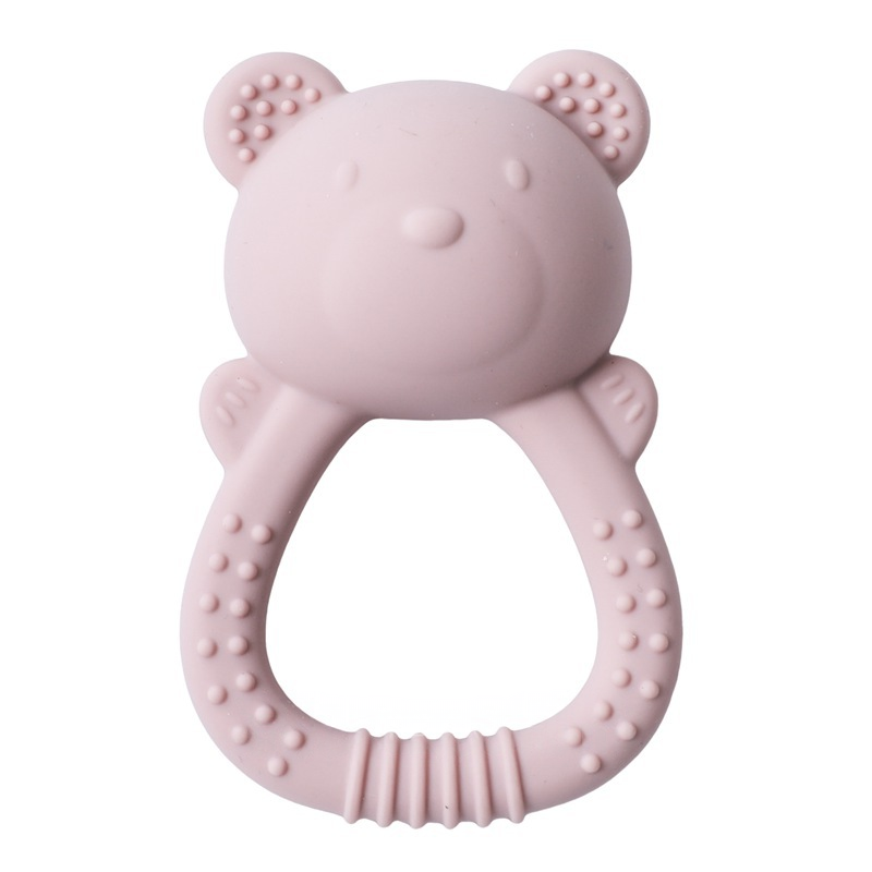 Hot Food Grade Silicone Teether Baby Rattle Toy Cartoon Animal Shape Baby Teether Sensory Toy