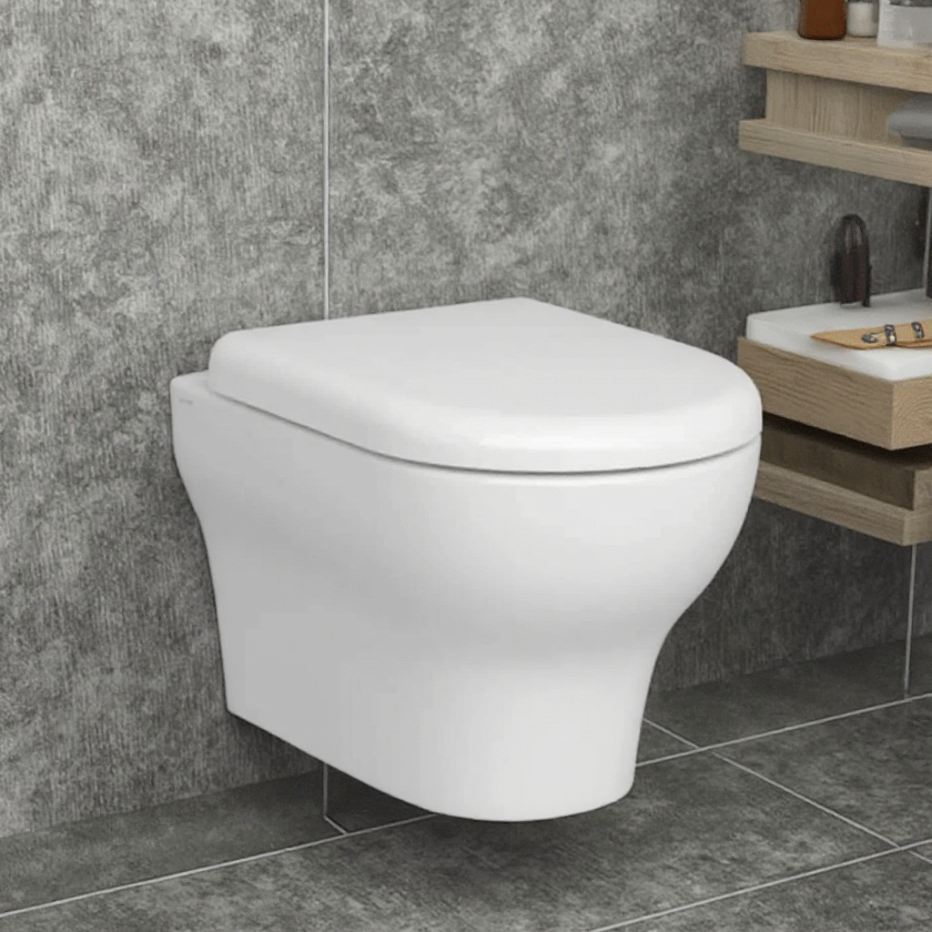 Rimless wall hung toilet