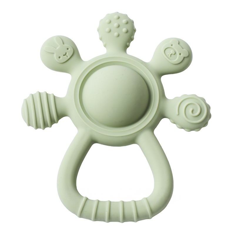 Bpa free Silicone Cartoon Rudder Baby Teether Toys for Babies Teething Baby Rattle Chew Sensory Toys