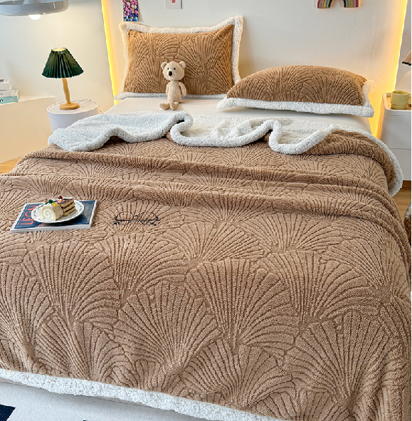 Jacquard double sherpa blanket