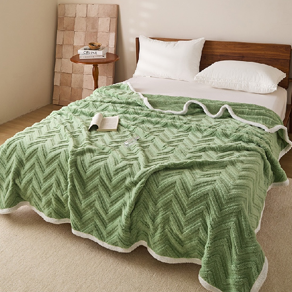 Jacquard double sherpa blanket