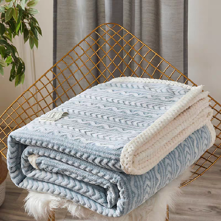 Jacquard double sherpa blanket