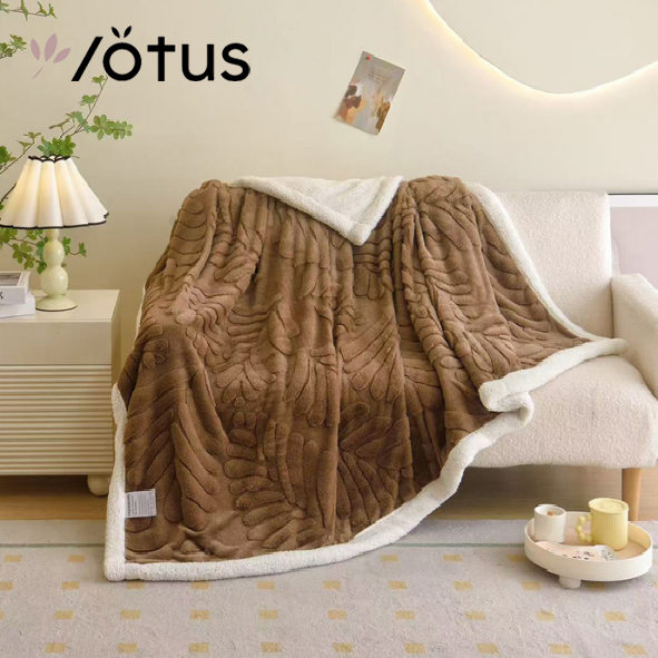 Jacquard double sherpa blanket