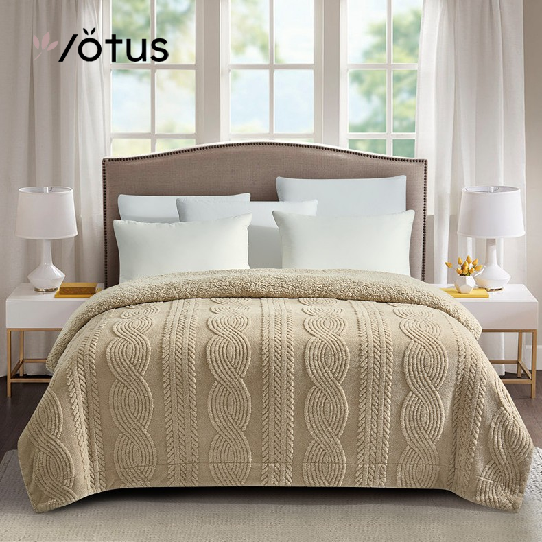 jacquard double sherpa blanket