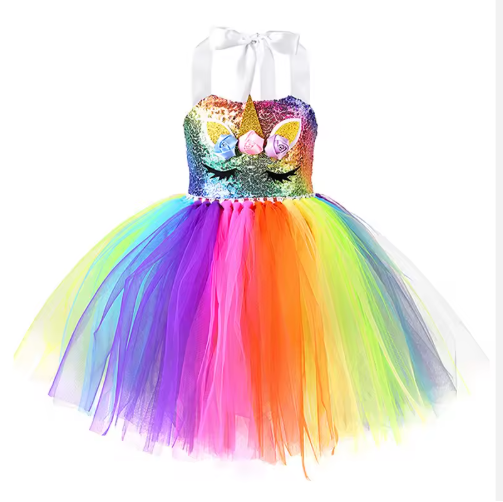 Hot Sale Gold Sequin Tulle Princess Dress