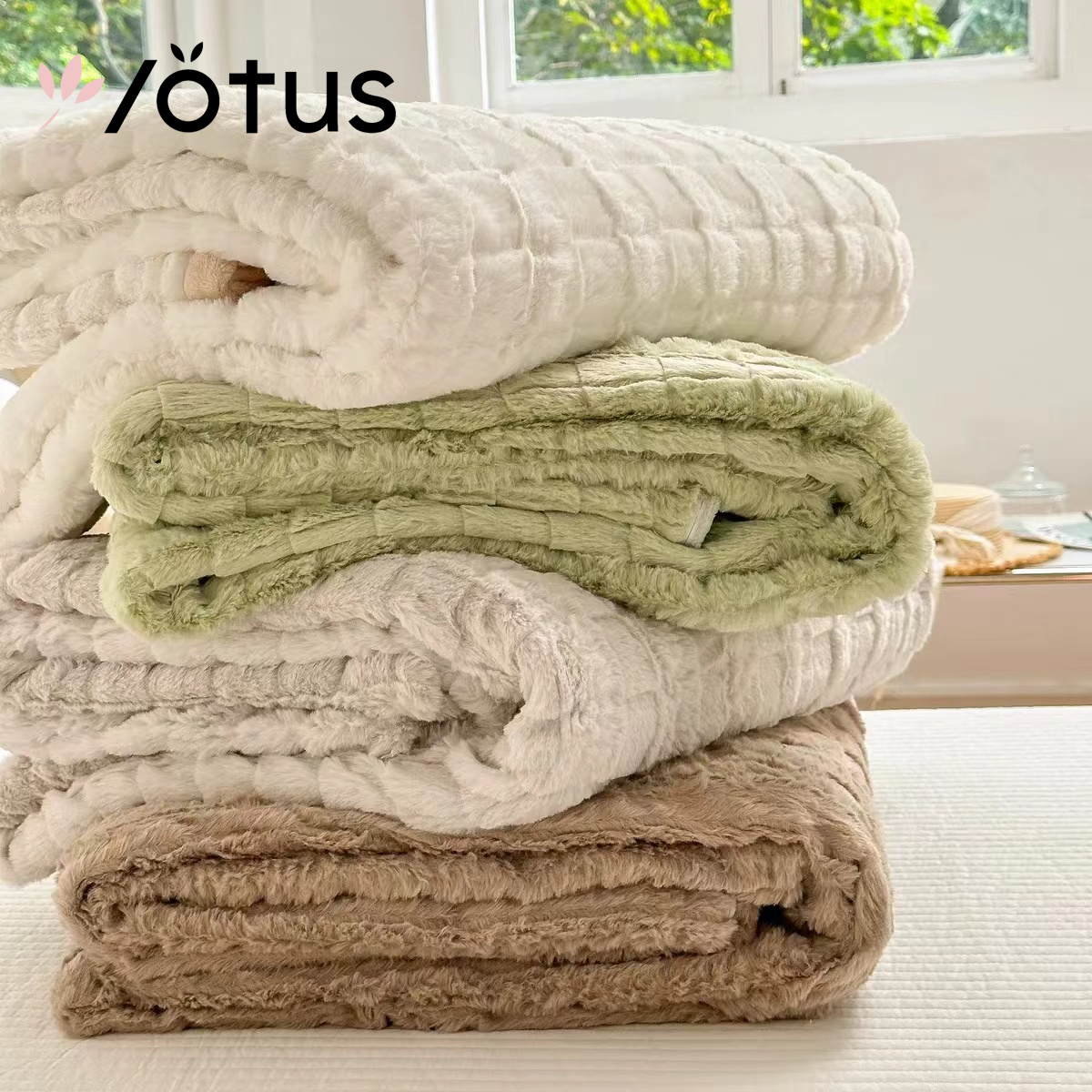 Jacquard double sherpa blanket