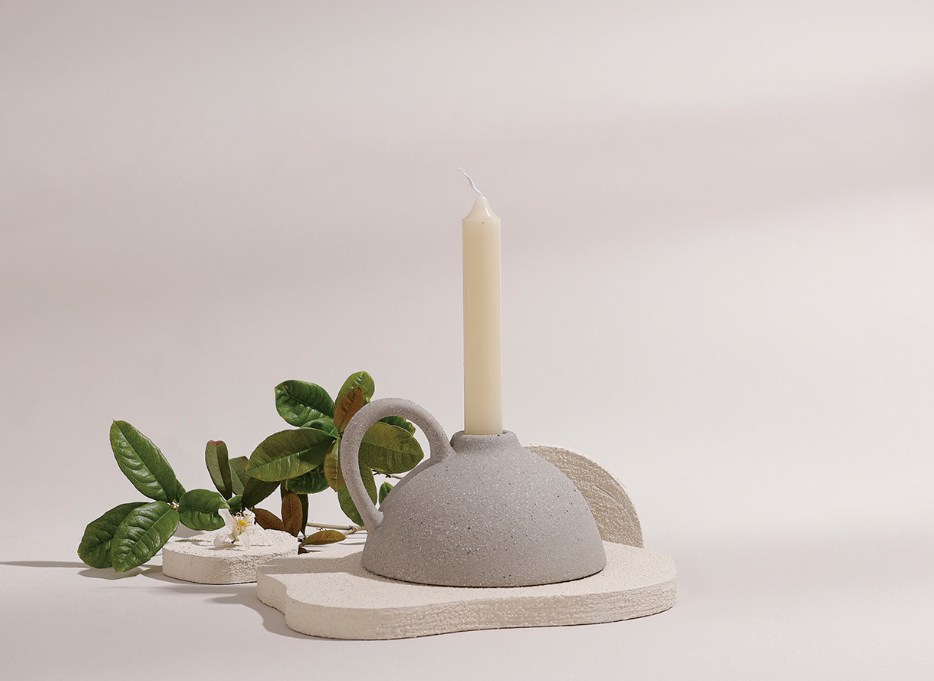 Candle Holder With Handle，Recycled Ceramics