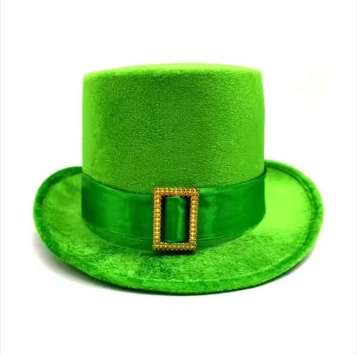Green Lincoln Hat St. Patrick's Day Velvet Shaped High Hat Irish Party
