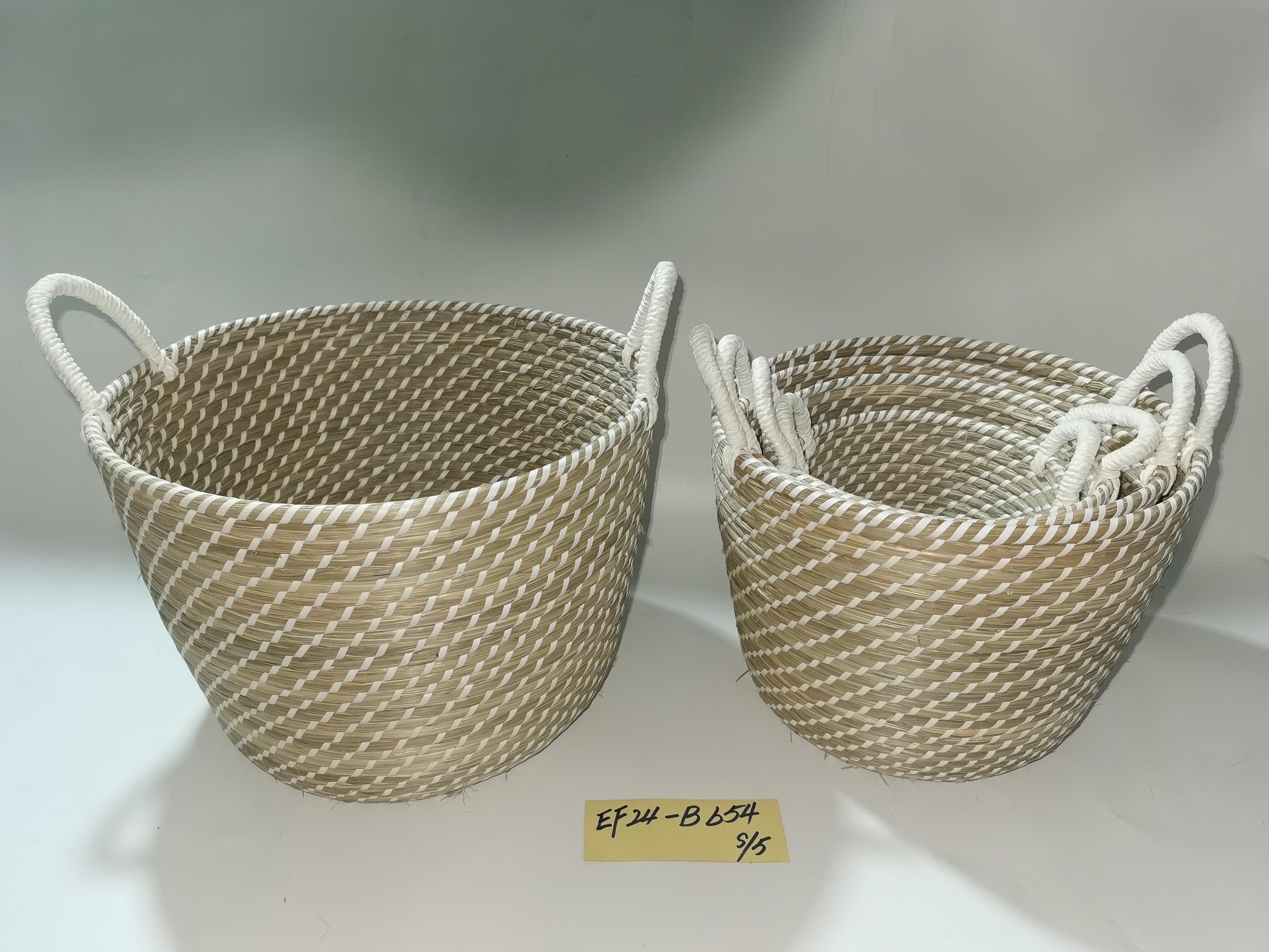 Straw-woven storage basket