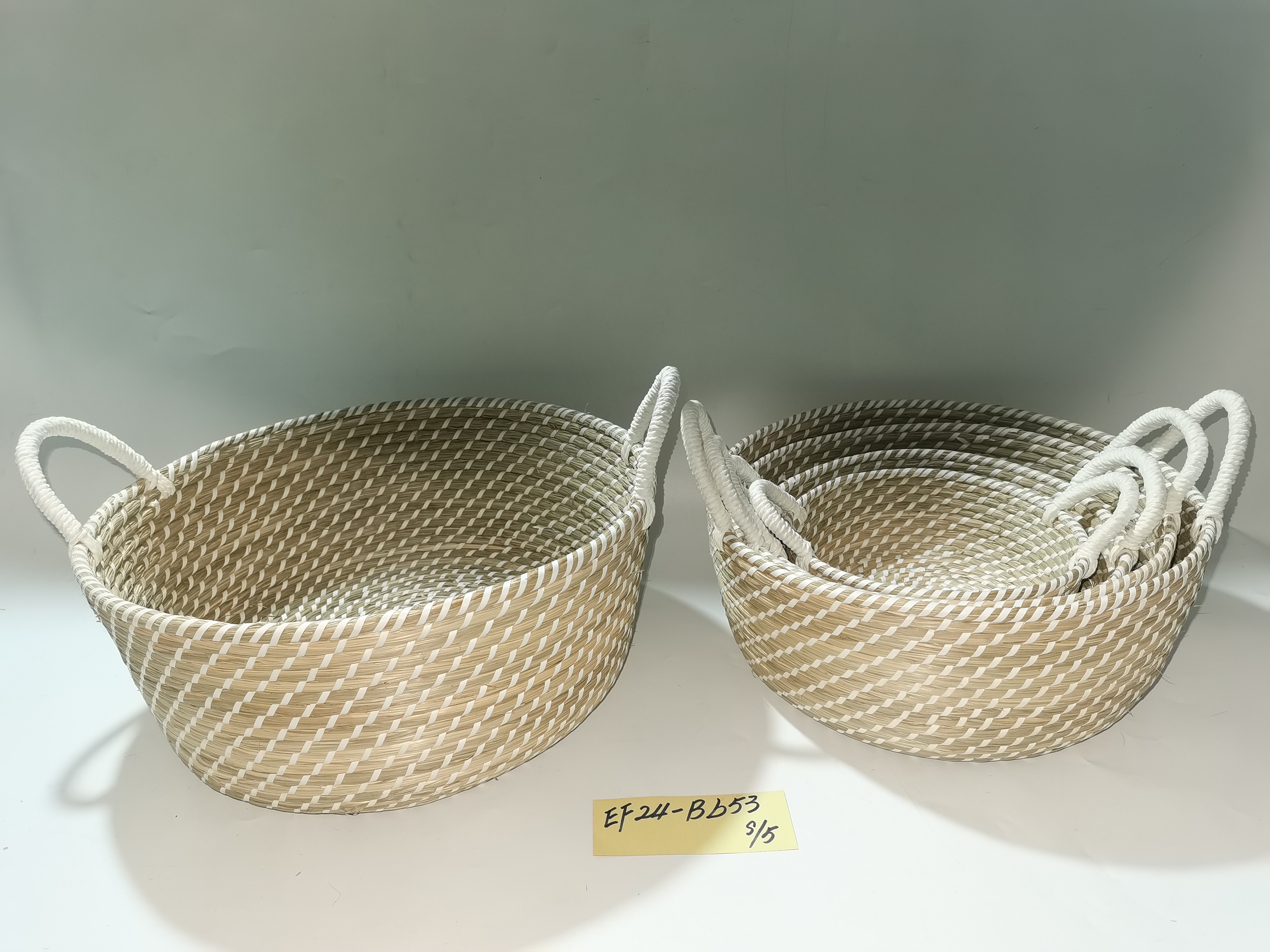 Straw-woven storage basket