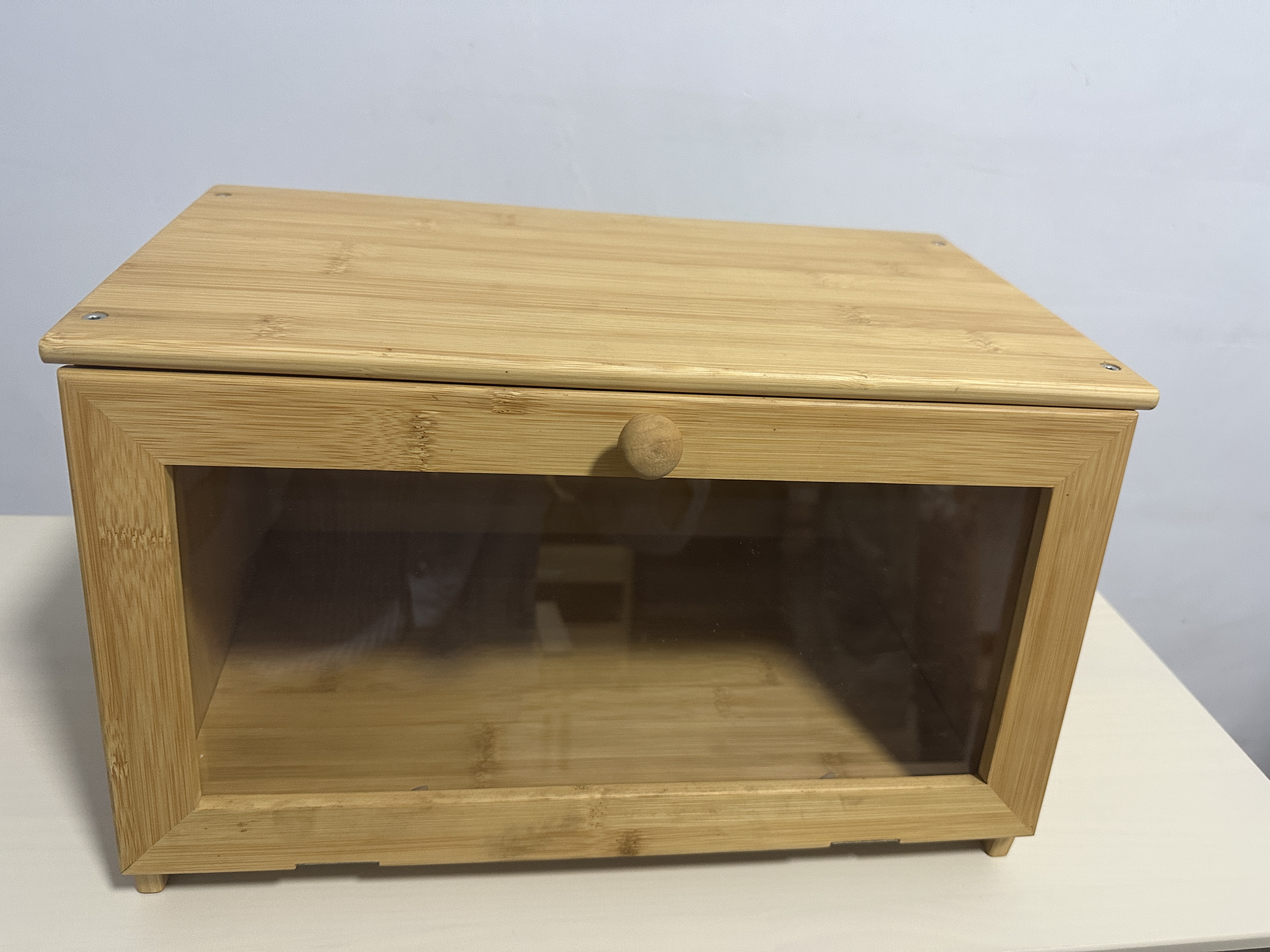Wooden Bread Box, Bread Bin Organizer Bread Storage Bin with Clear Front Window