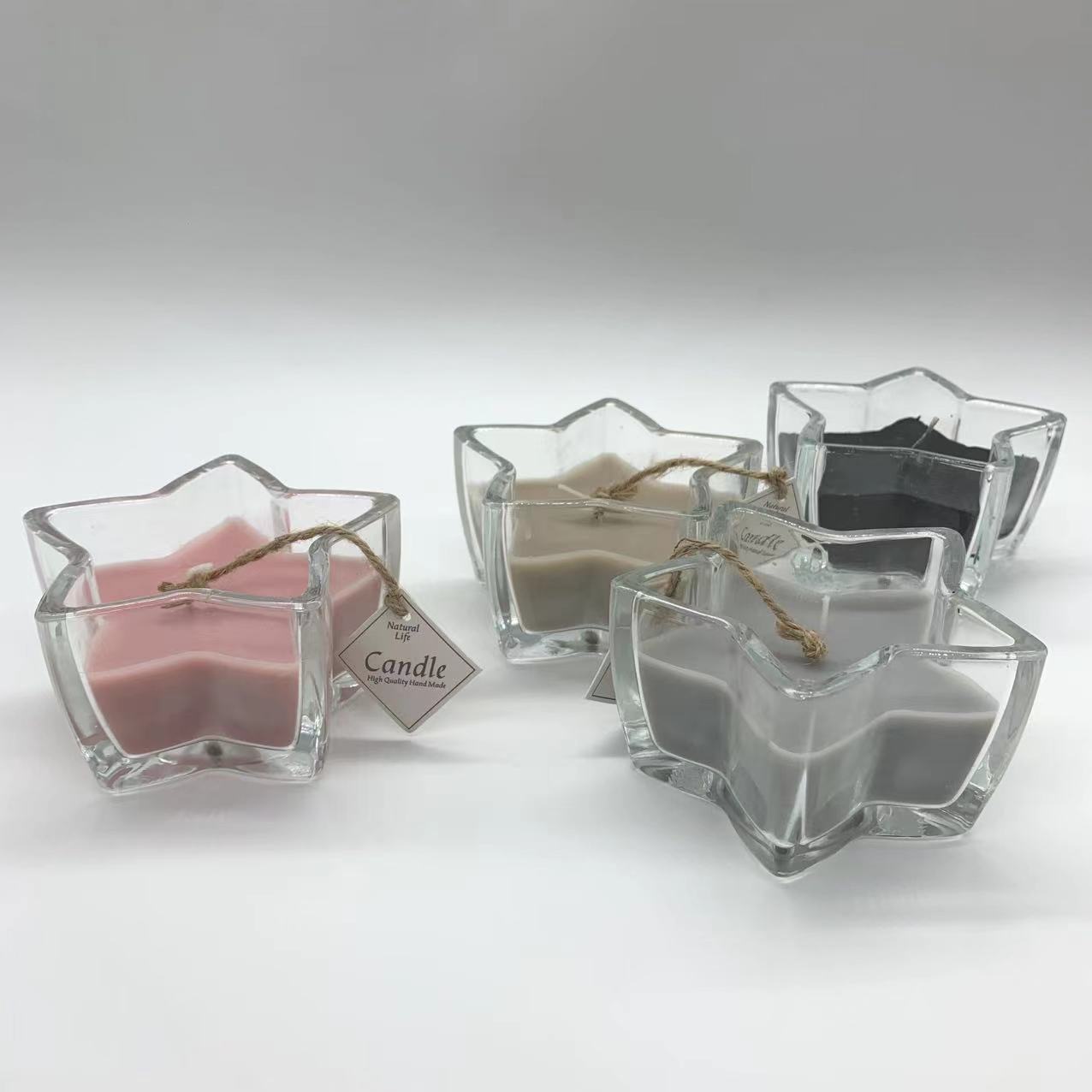 Customized Luxury Clear Christmas Decorative Crystal Glass Tea Candle Holders Star Candle Jars