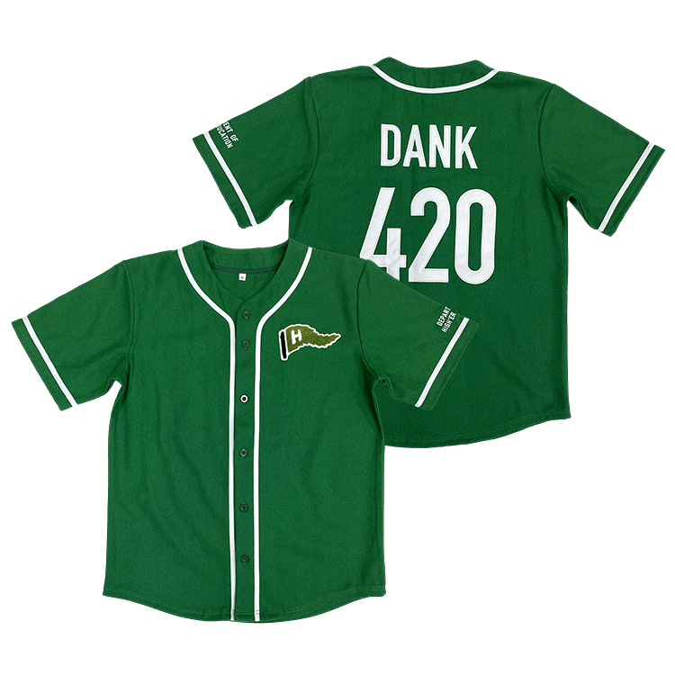 Embroidered Baseball Jersey Fashionable Baseball Jersey Green Baseball Jersey