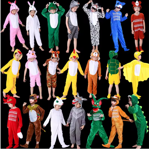 Children's Animal Costume Performance Outfit Frog Monkey Dinosaur Tiger Jumpsuits for Boys Girls