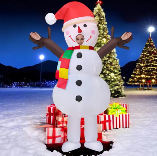 Christmas Inflate Santa Claus Mascot Walking Blow up Snowman Doll Costume Inflatable Costumes