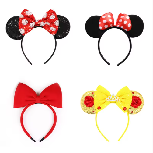 Princess Hair Clip Headband Children's Red Bow Headband Christmas New Year Performance Headband