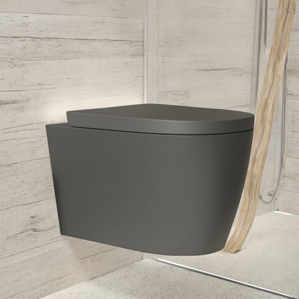 Rimless black wall hung toilet Concealed Toilet Cisterns