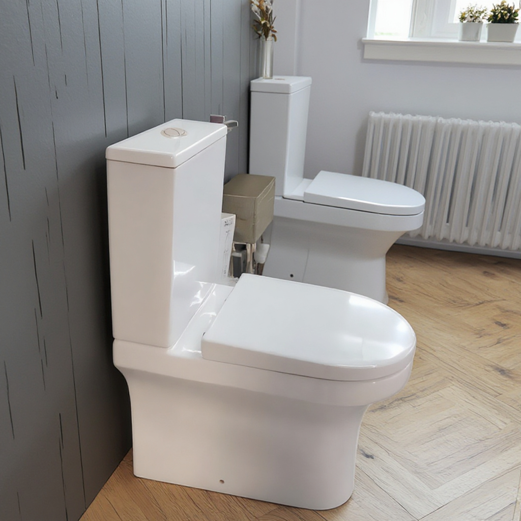 Rimless fully back to wall close coupled toilet
