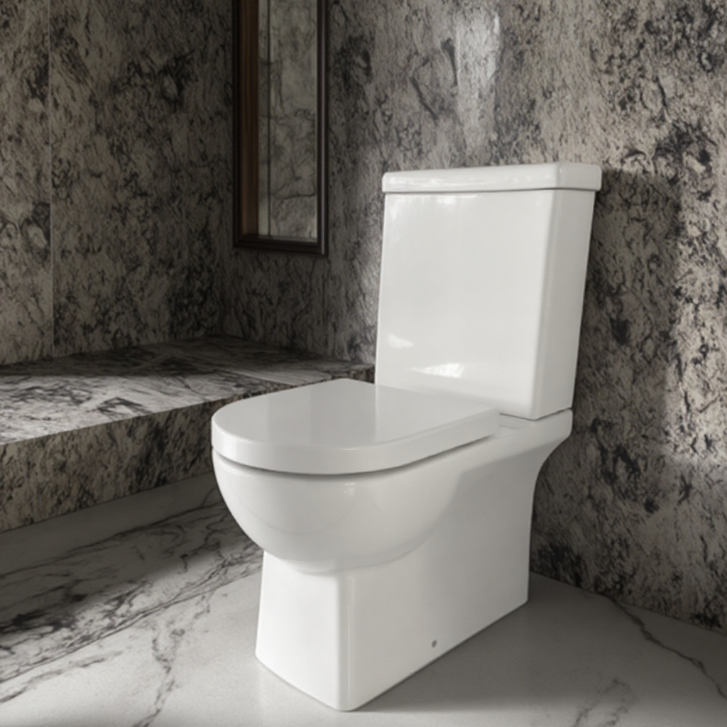 Rimless fully back to wall close coupled toilet