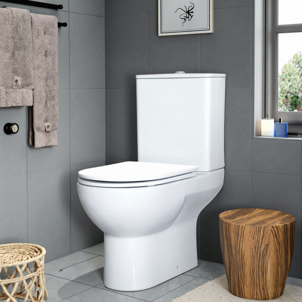 Rimless fully back to wall close coupled toilet