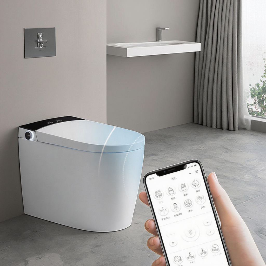 Auto open cover+ ceramic bidet toilet Auto open cover wash down S-trap rough in: 300/400mm