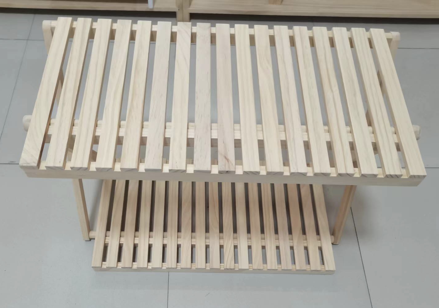 Double-layer storage rack，Folding wooden Rack
