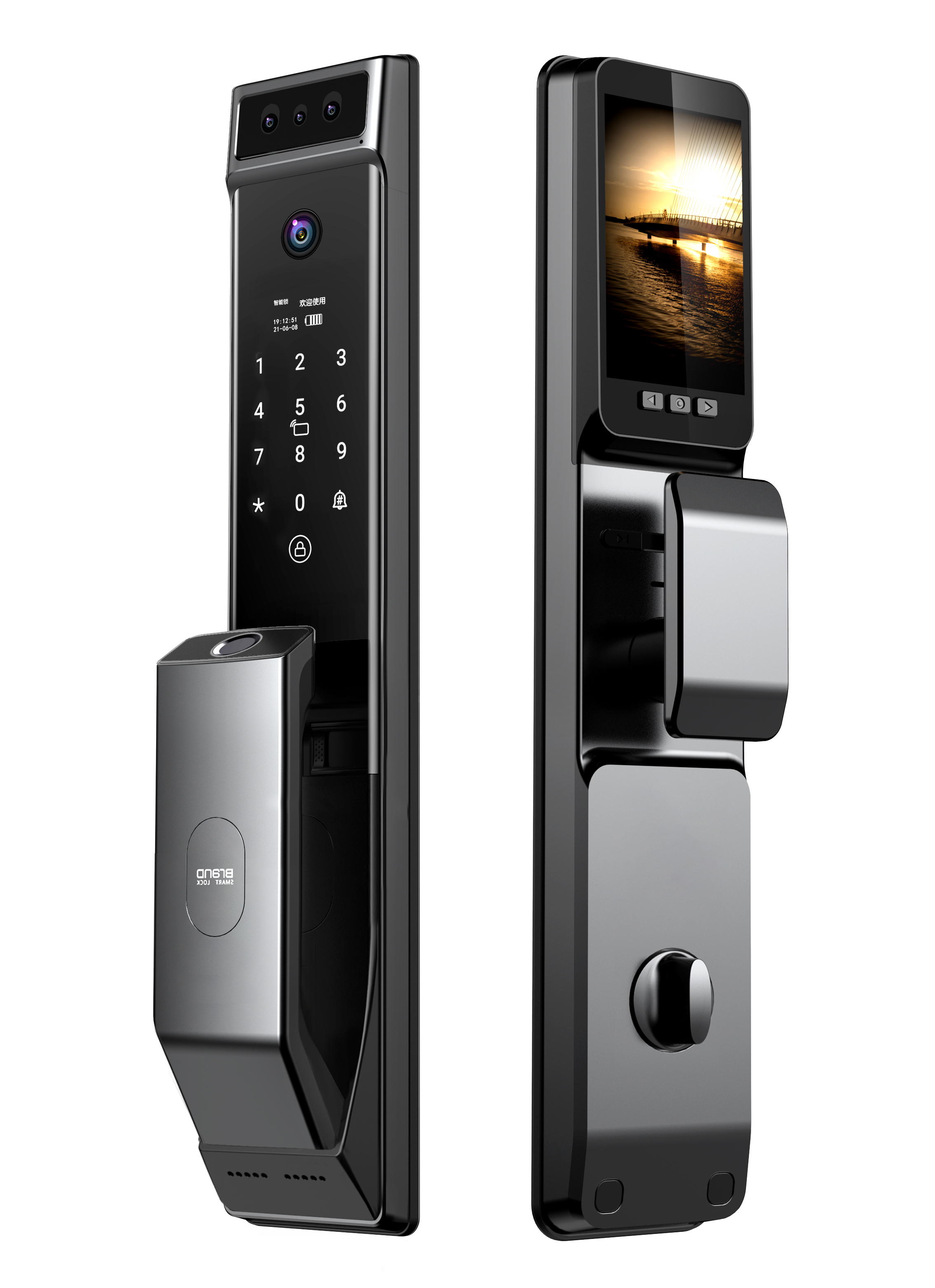 Jiahome Smart Lock With Face Camera Fingerprint Passcard Card With Active Video Intercome